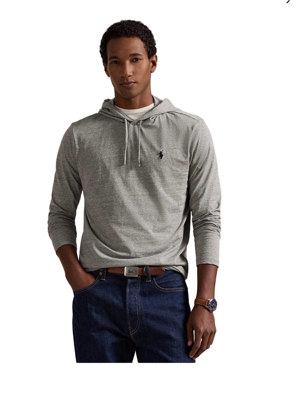 Ralph Lauren Heather Gray Long-Sleeve Hooded Tee Sz S. New with tag